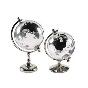 Glass World Globe on Metal Stand - Small